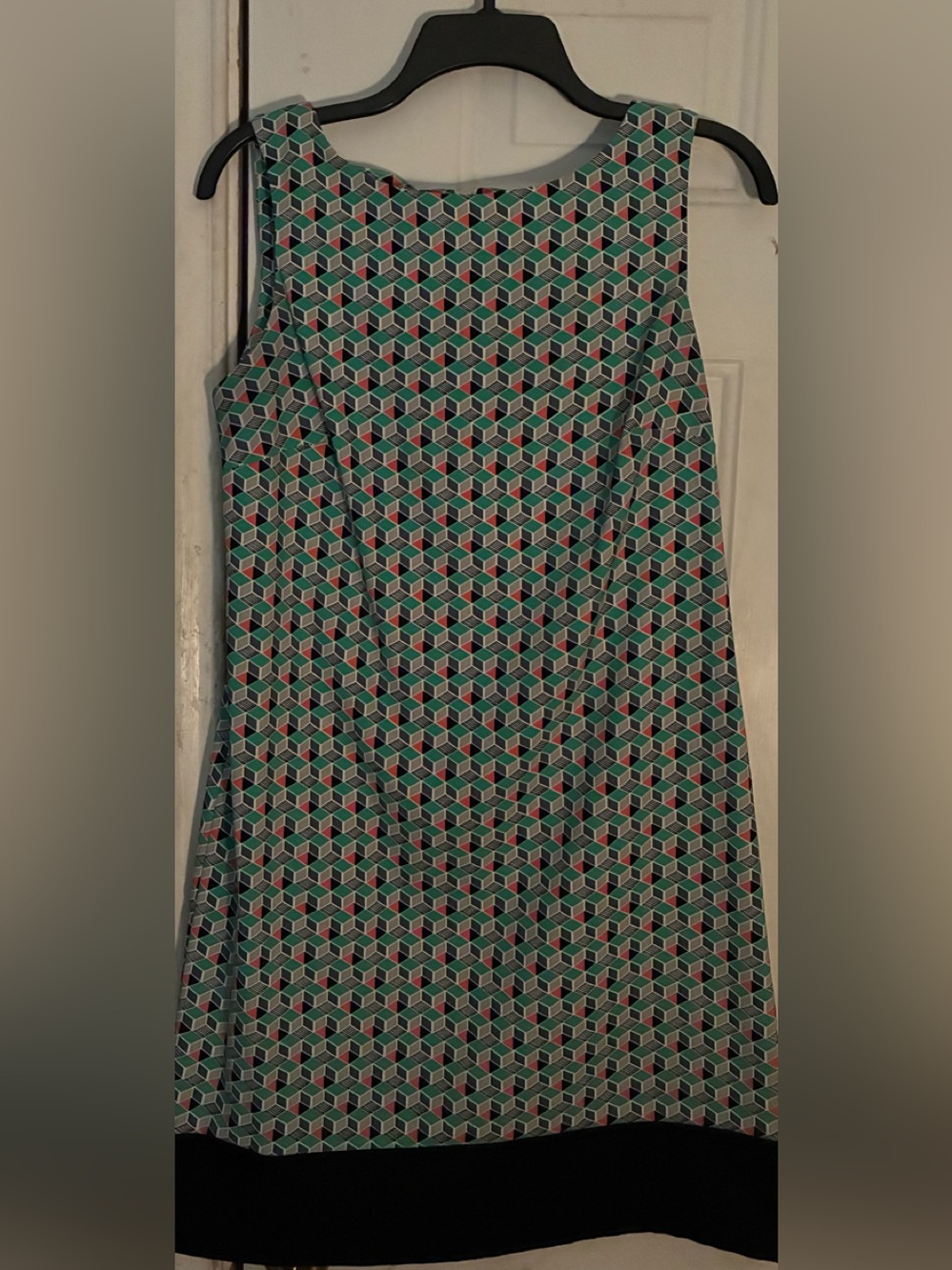 AGB Geometric Midi Dress in Green, Black and orange